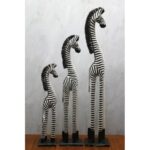 Ahşap 3'lü Zebra Figürü