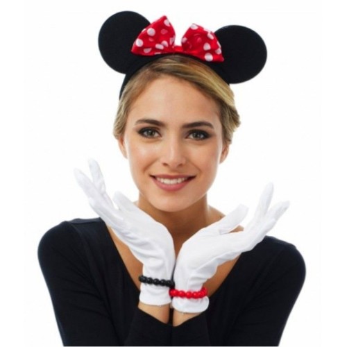 Kırmızı Fiyonklu Minnie Mouse Tacı ve Beyaz Eldiven Seti 9 Kirmizi Fiyonklu Minnie Mouse Taci ve Beyaz Eldiven Seti 1