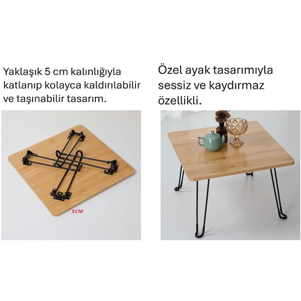 Bambu Metal Ayakli Katlanabilir Kare Masa 1