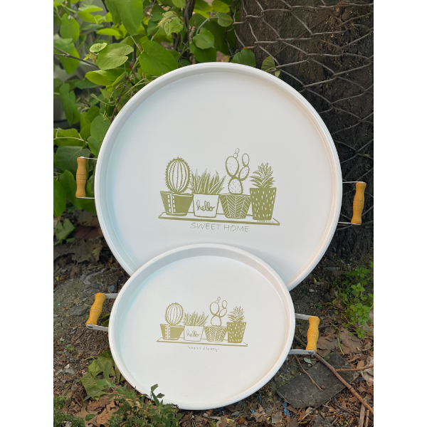 İkili Yuvarlak Sunum Tepsisi Seti