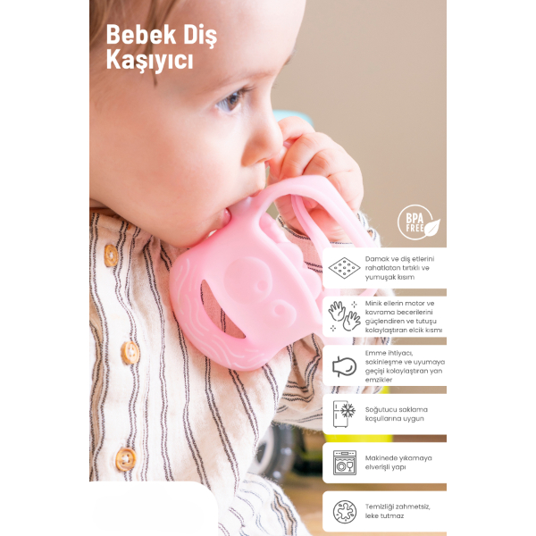 Pembe Bebek Silikon Diş Kaşıyıcı 9 Pembe Bebek Silikon Dis Kasiyici 1