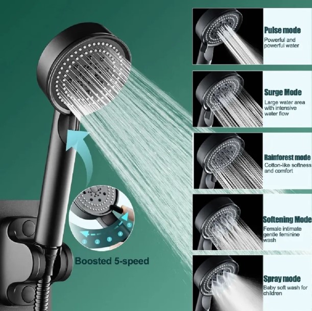 İSTANBUL Toptan Ticaret 233 5 Kademeli Duş Başlığı Siyah