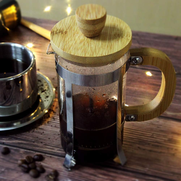 Ahşap Detaylı 350 ml Cam French Press 7 Ahşap Detaylı 350 ml Cam French Press