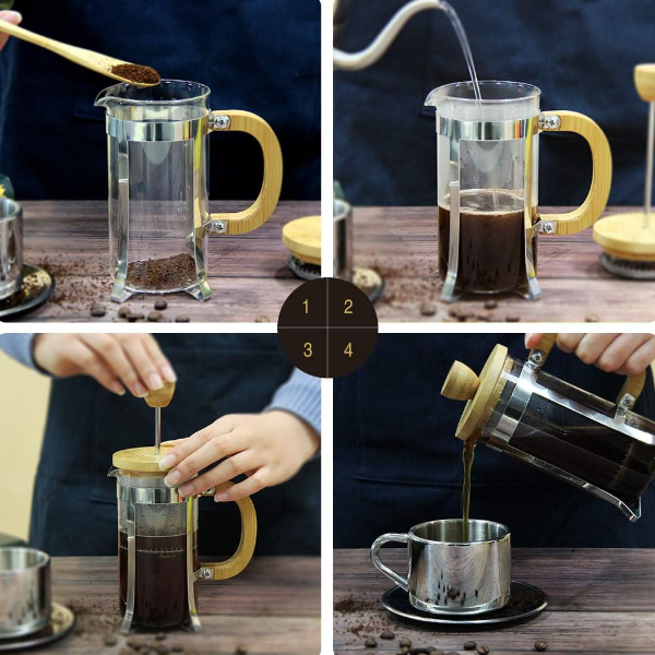 Ahşap Detaylı 600 ml Cam French Press 9 Ahsap Detayli 600 ml Cam French Press 1