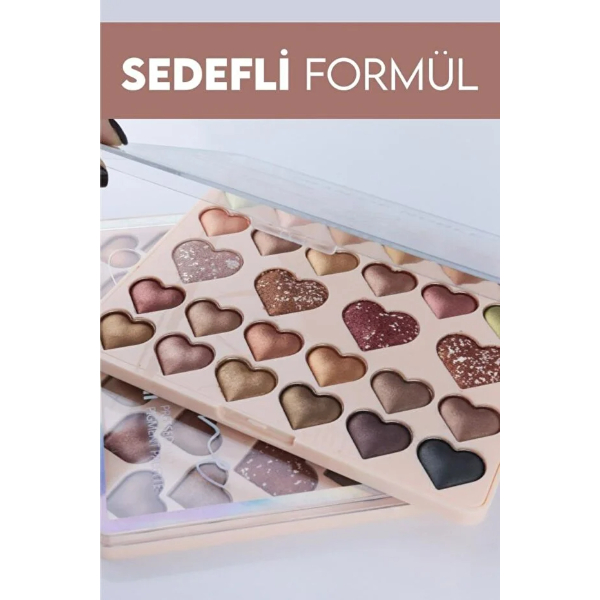 28li Sedefli Shine Kalp Far Paleti 2li Set 1