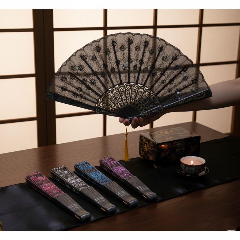 Plastik Pullu Yelpaze Siyah Renk 1