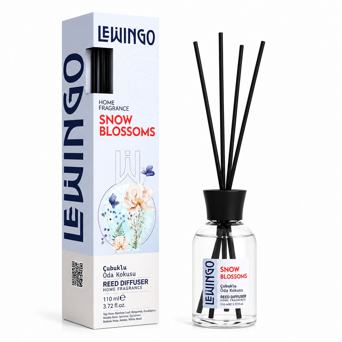 Snow Blossoms Bambu Çubuklu Oda Kokusu - 110 ml - Cam Şişe 4 Snow Blossoms Bambu Çubuklu Oda Kokusu - 110 ml - Cam Şişe