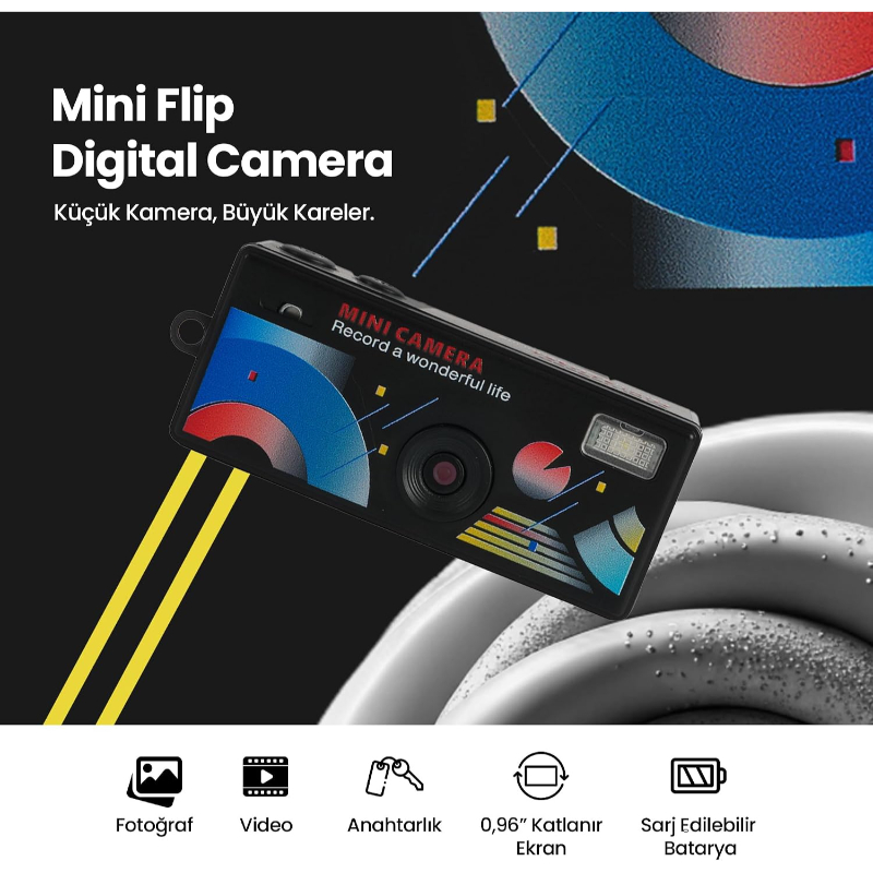 Dijital Mini Anahtarlık Kamerası - Katlanır Ekran - 1080p Çözünürlük 4 Dijital Mini Anahtarlık Kamerası - Katlanır Ekran - 1080p Çözünürlük